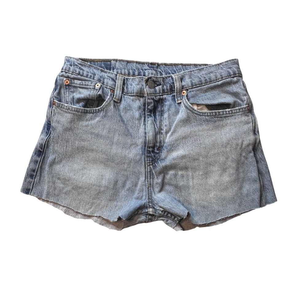 Levi's Shorts Womens 32 Blue Denim Light Wash Cut Off Raw Hem Stretch Casual